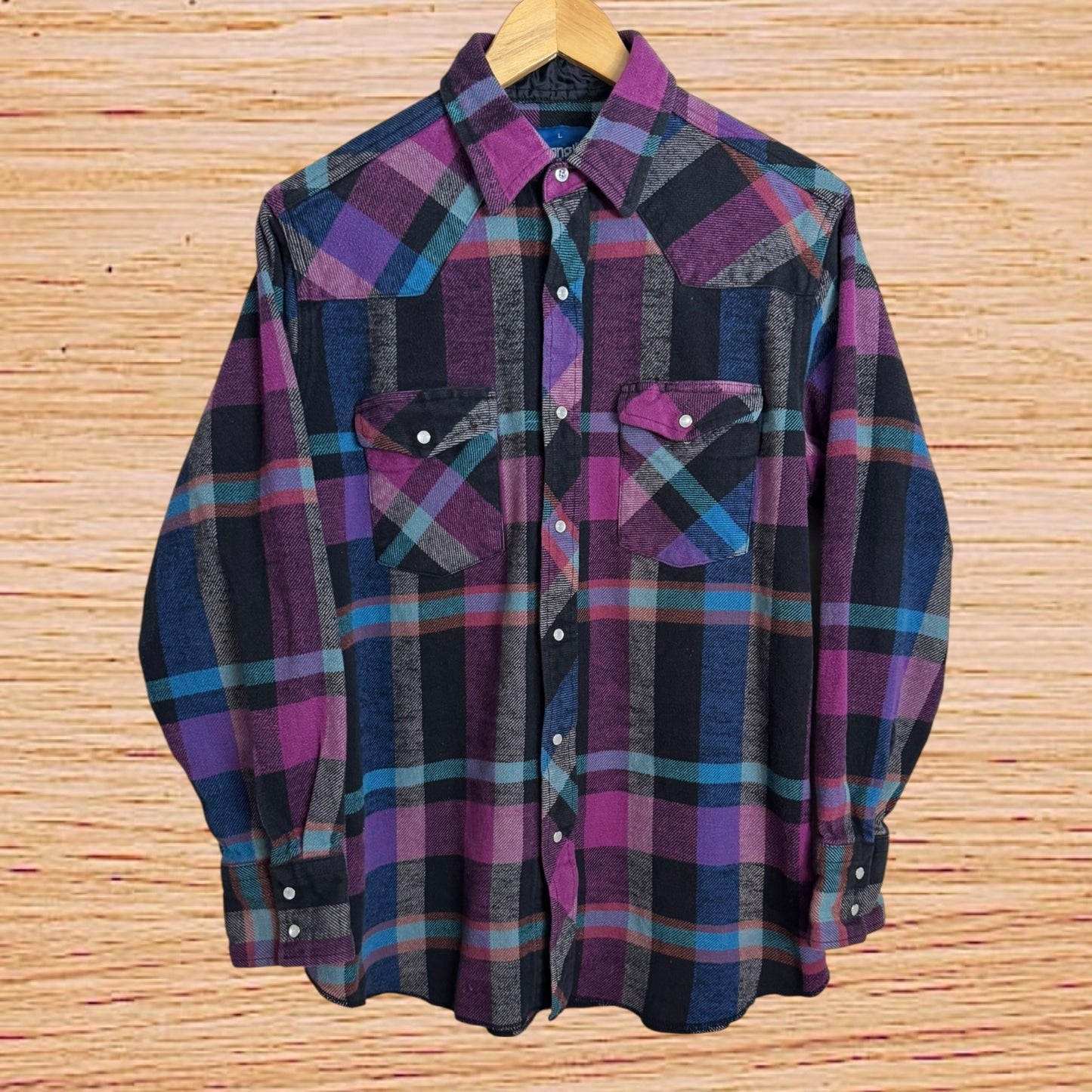 Wrangler pearl snap flannel (Medium)